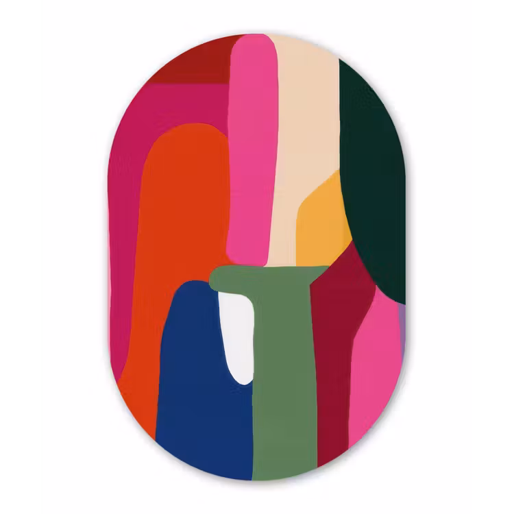 Muurovaal - Glas - Kleurvakken - Recht - Rond - Abstract — 1