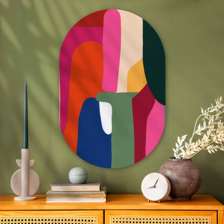Muurovaal - Glas - Kleurvakken - Recht - Rond - Abstract — 2