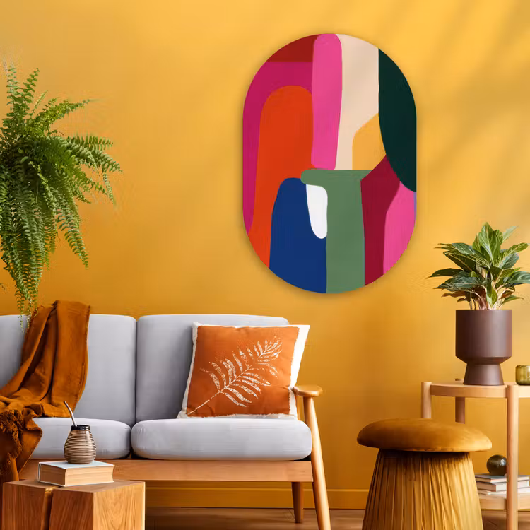 Muurovaal - Glas - Kleurvakken - Recht - Rond - Abstract — 3