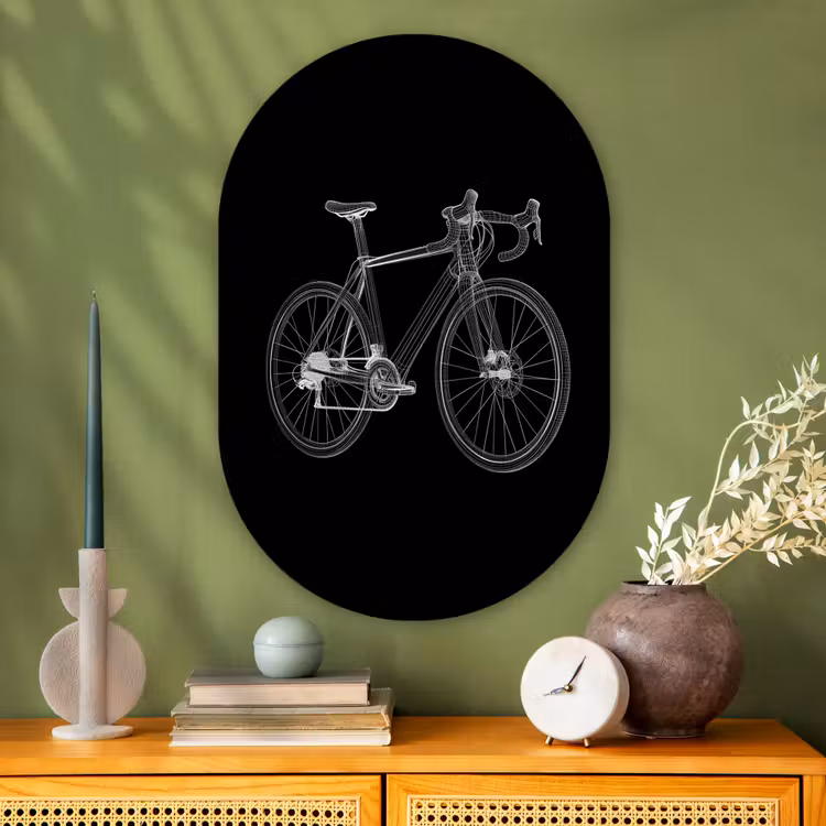 Muurovaal - Glas - Lijnen - Illustratie - Wit — 2