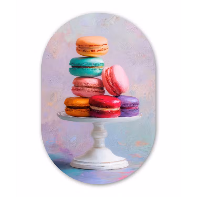 Muurovaal - Glas - Macarons - Schaal - Pastel - Kleurrijk — 1