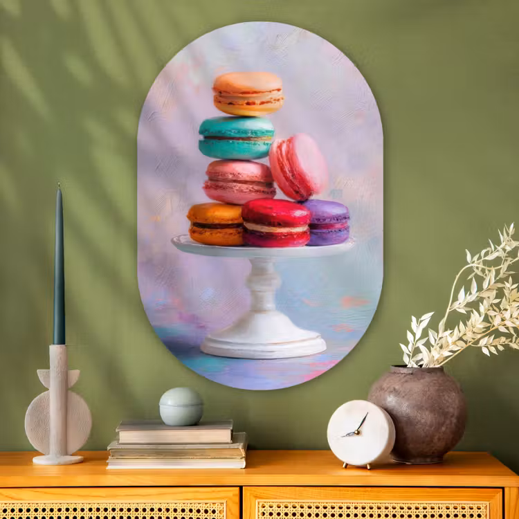 Muurovaal - Glas - Macarons - Schaal - Pastel - Kleurrijk — 2