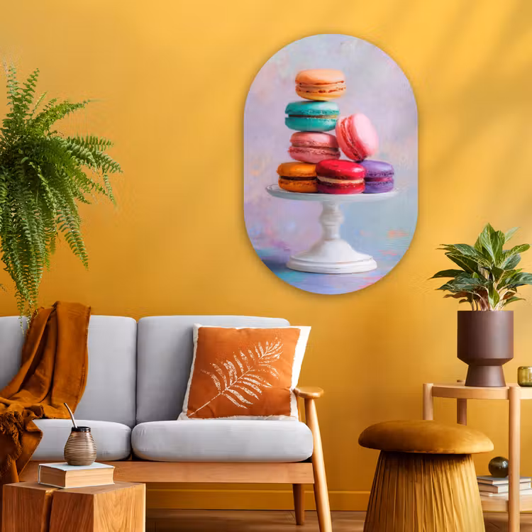 Muurovaal - Glas - Macarons - Schaal - Pastel - Kleurrijk — 3
