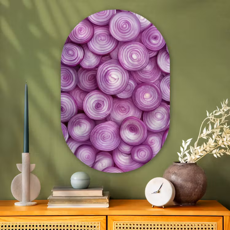 Muurovaal - Glas - Paars - Uien - Close up — 2