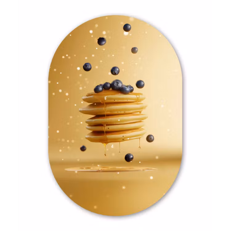 Muurovaal - Glas - Pannenkoeken - Eten - Honing - Geel — 1