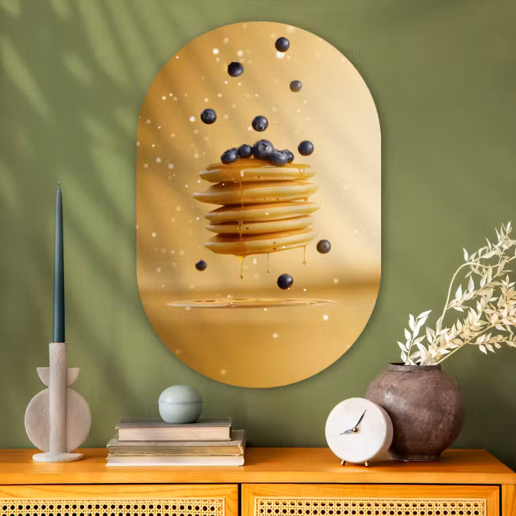 Muurovaal - Glas - Pannenkoeken - Eten - Honing - Geel — 2