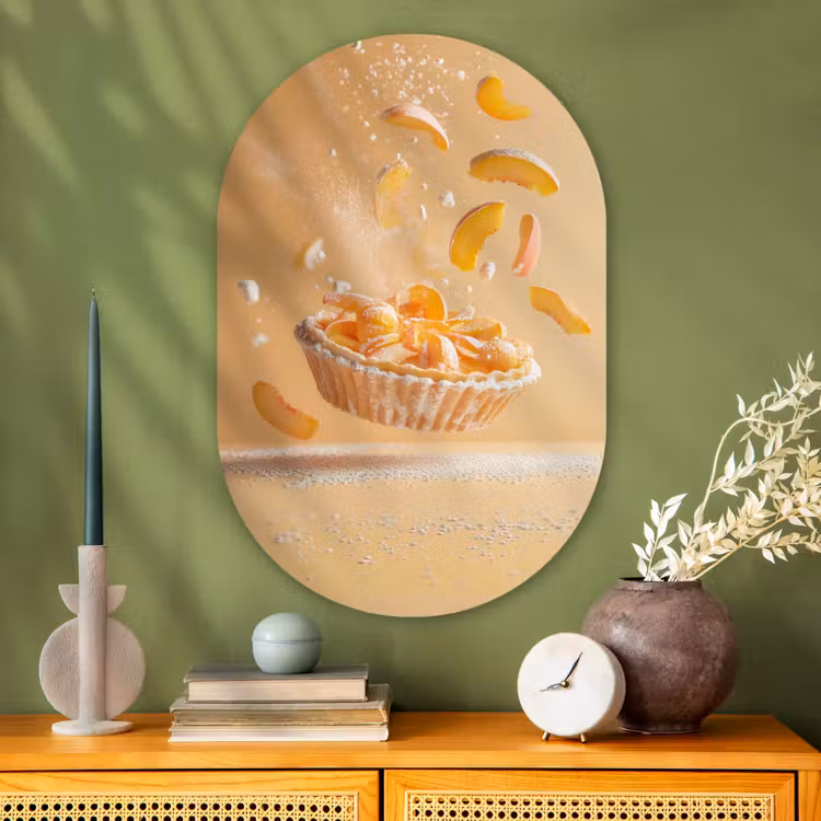 Muurovaal - Glas - Peach - Eten - Taart - Oranje — 2