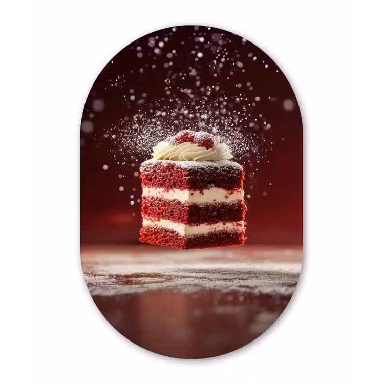 Muurovaal - Glas - Rode - Velvet - Taart - Eten — 1