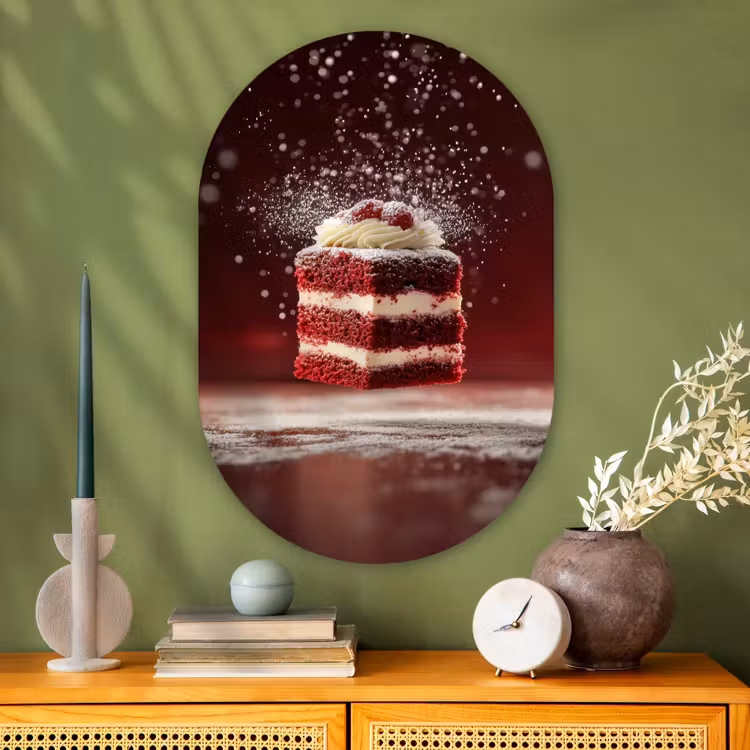 Muurovaal - Glas - Rode - Velvet - Taart - Eten — 2