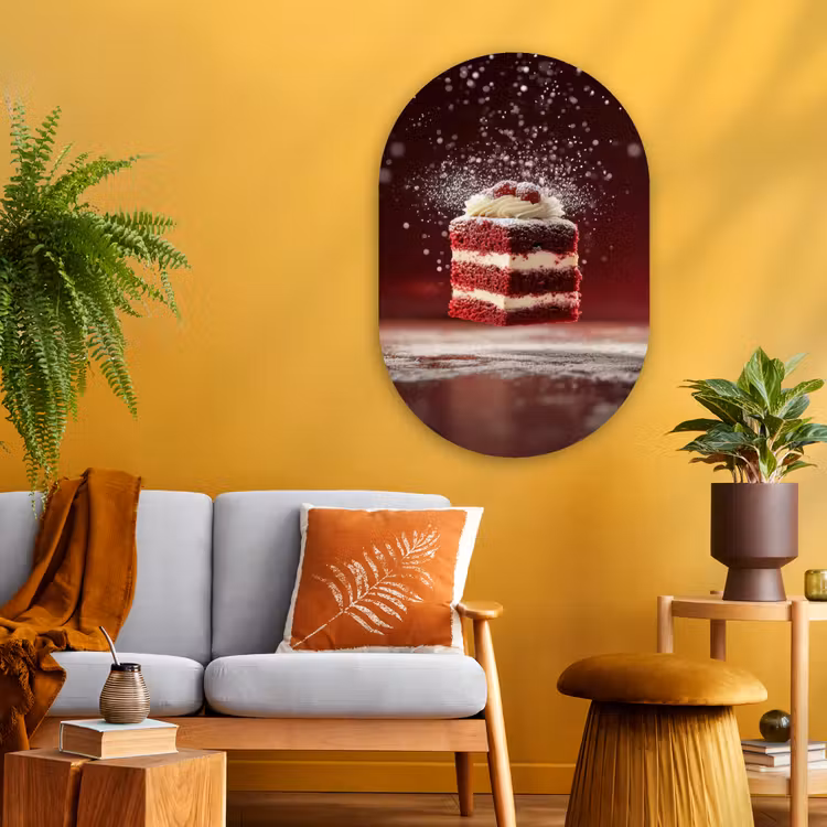 Muurovaal - Glas - Rode - Velvet - Taart - Eten — 3