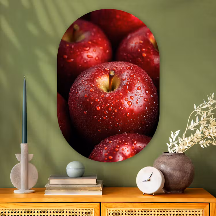 Muurovaal - Glas - Rood - Appels - Fruit — 2