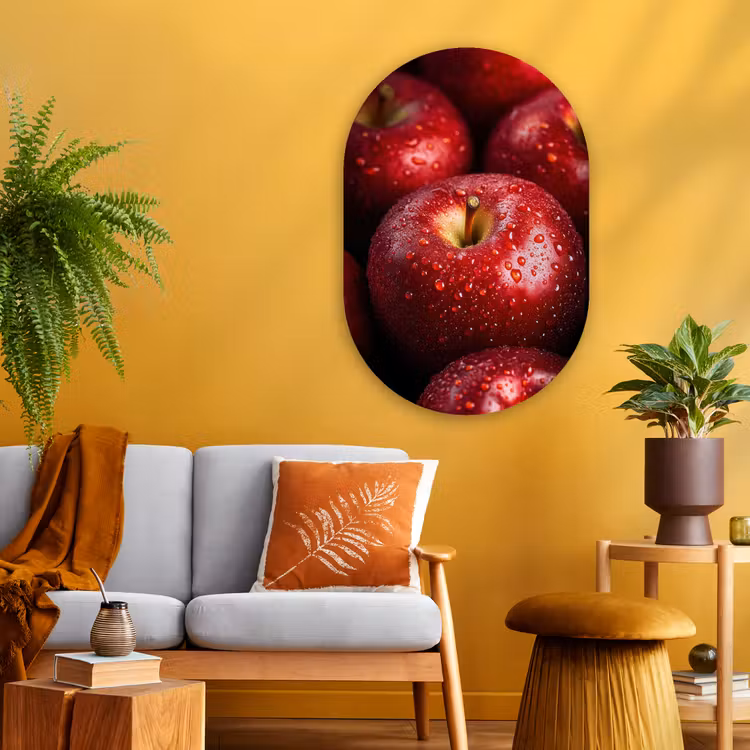 Muurovaal - Glas - Rood - Appels - Fruit — 3