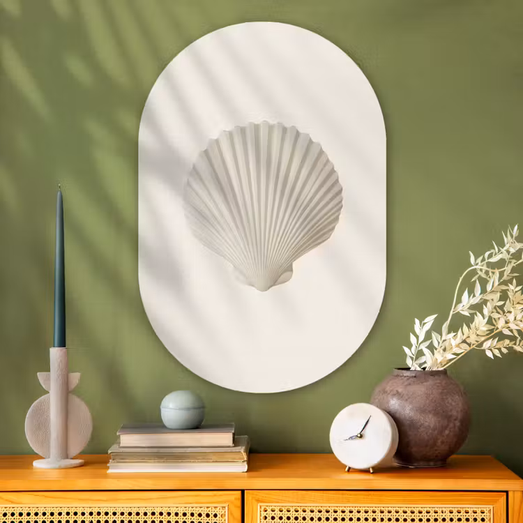 Muurovaal - Glas - Schelp - Minimalistisch - Wit — 2