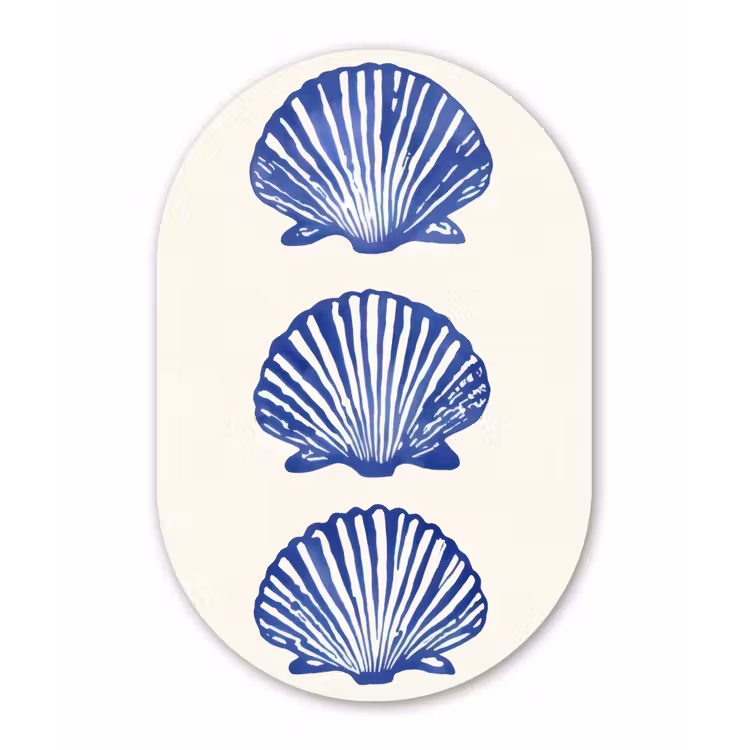 Muurovaal - Glas - Schelpen - Blauw - Patroon — 1