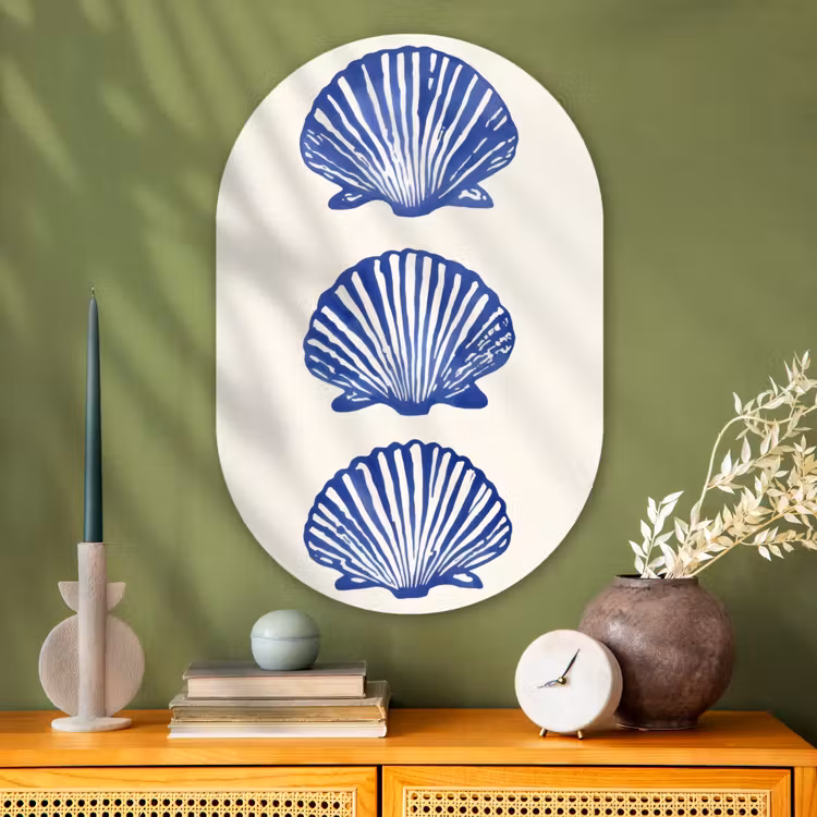 Muurovaal - Glas - Schelpen - Blauw - Patroon — 2