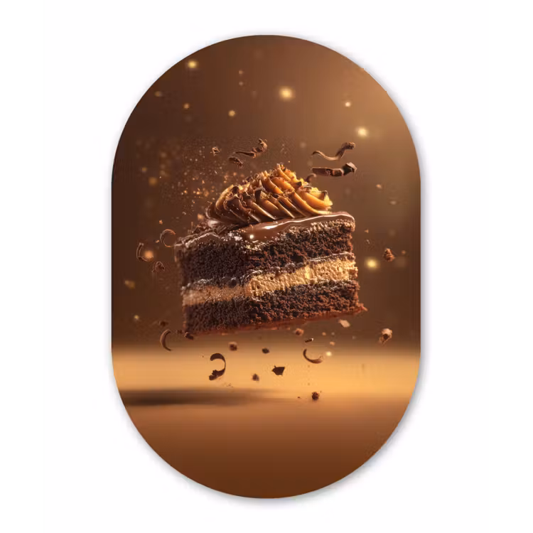 Muurovaal - Glas - Taart - Chocolade - Eten - Brownie — 1