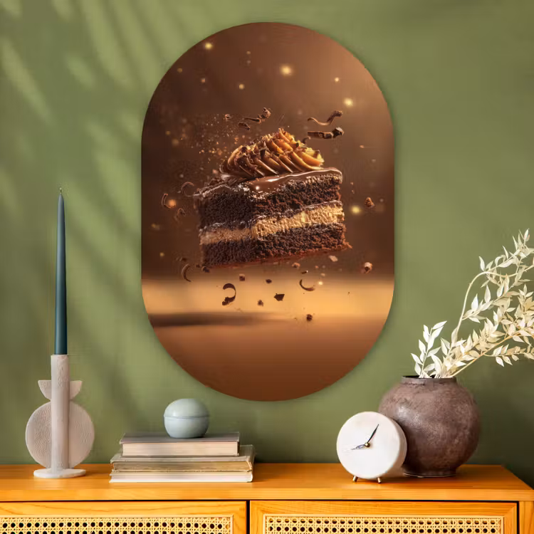 Muurovaal - Glas - Taart - Chocolade - Eten - Brownie — 2