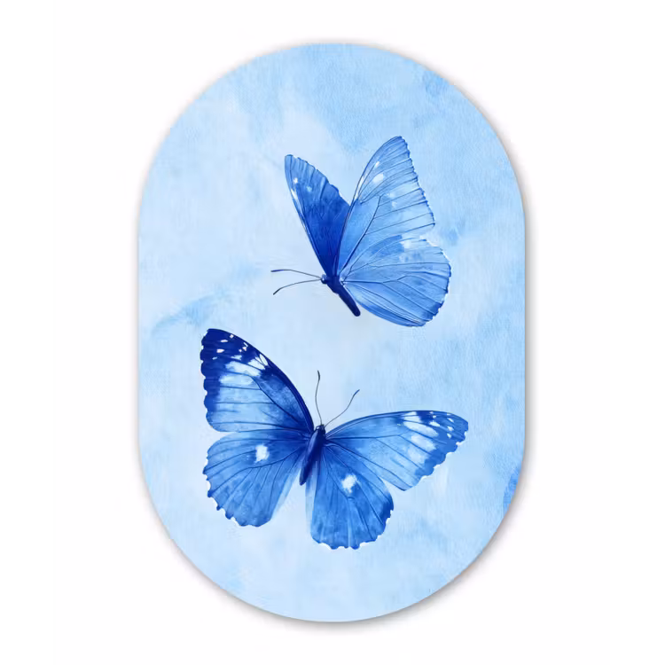 Muurovaal - Glas - Vlinders - Sierlijk - Blauw — 1