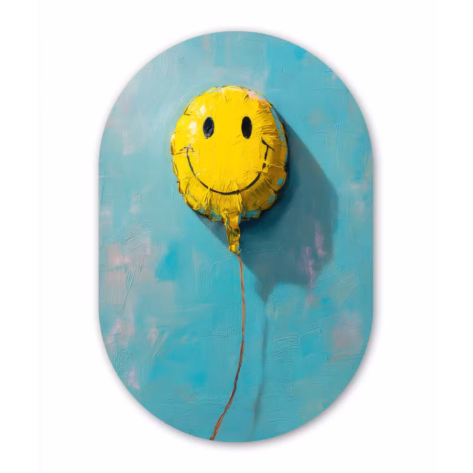 Muurovaal - Glas - Ballon - Geel - Smiley — 1