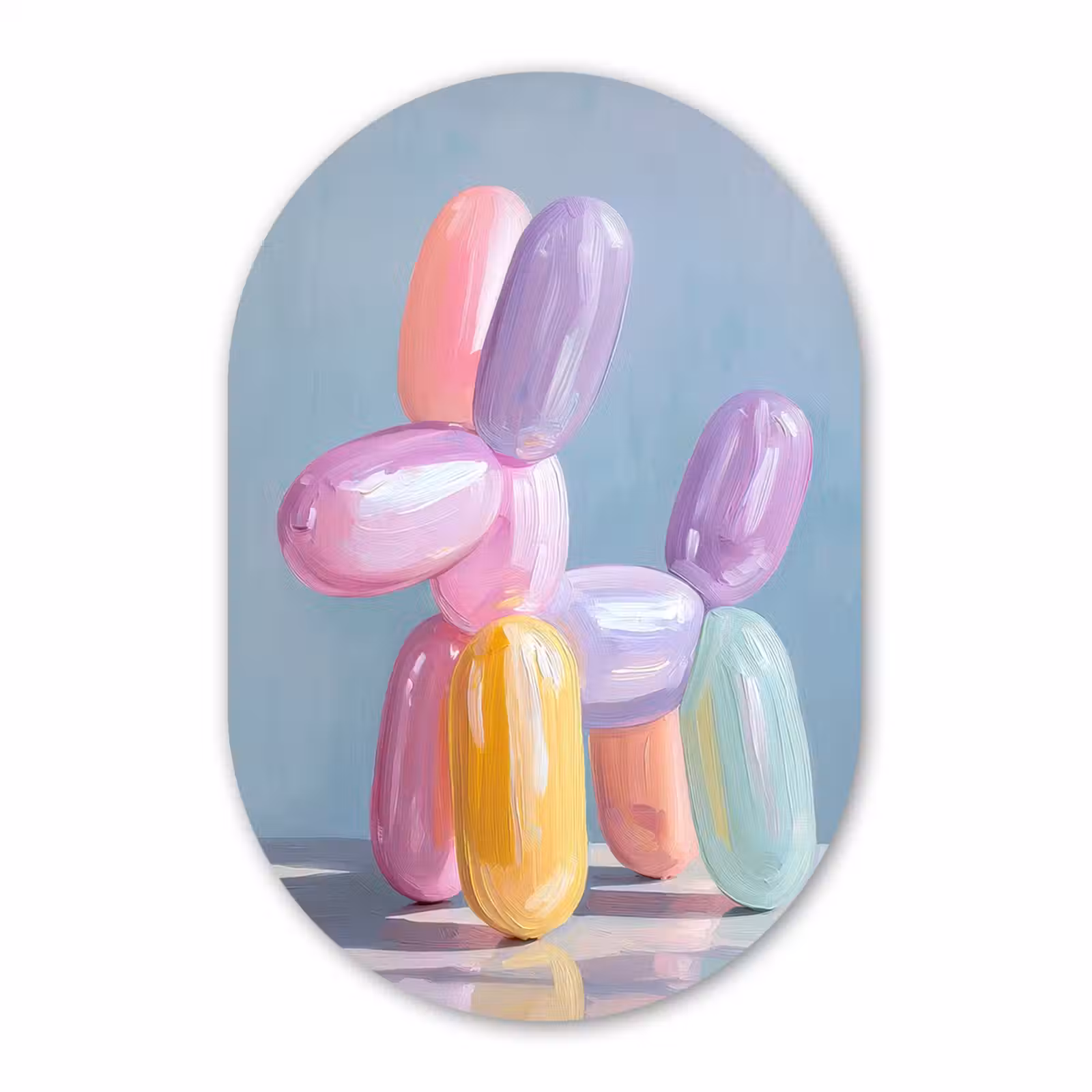 Muurovaal - Glas - Dier - Ballon - Pasteltinten - Glanzend — 1