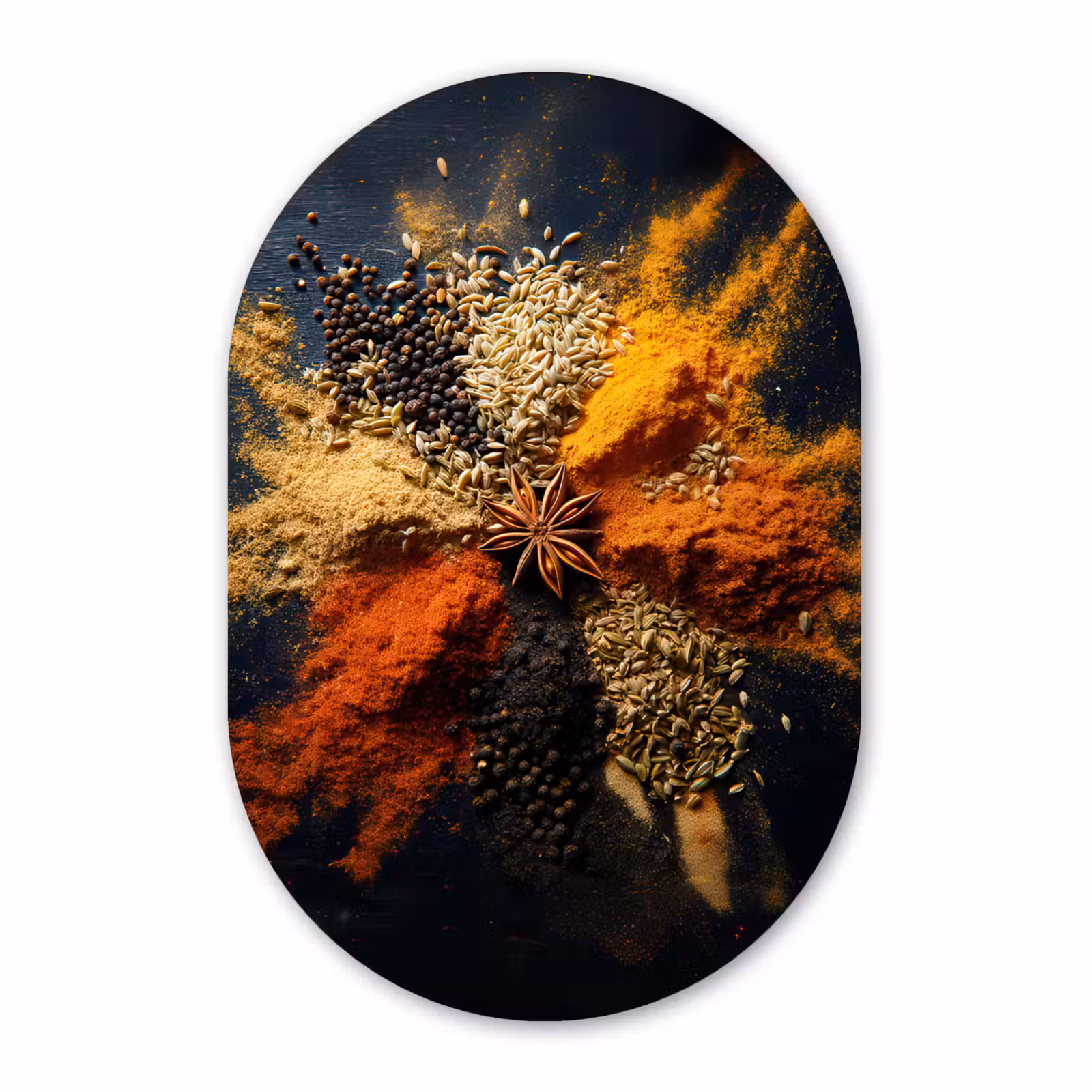Muurovaal - Glas - Specerijen - Explosie - Oranje — 1