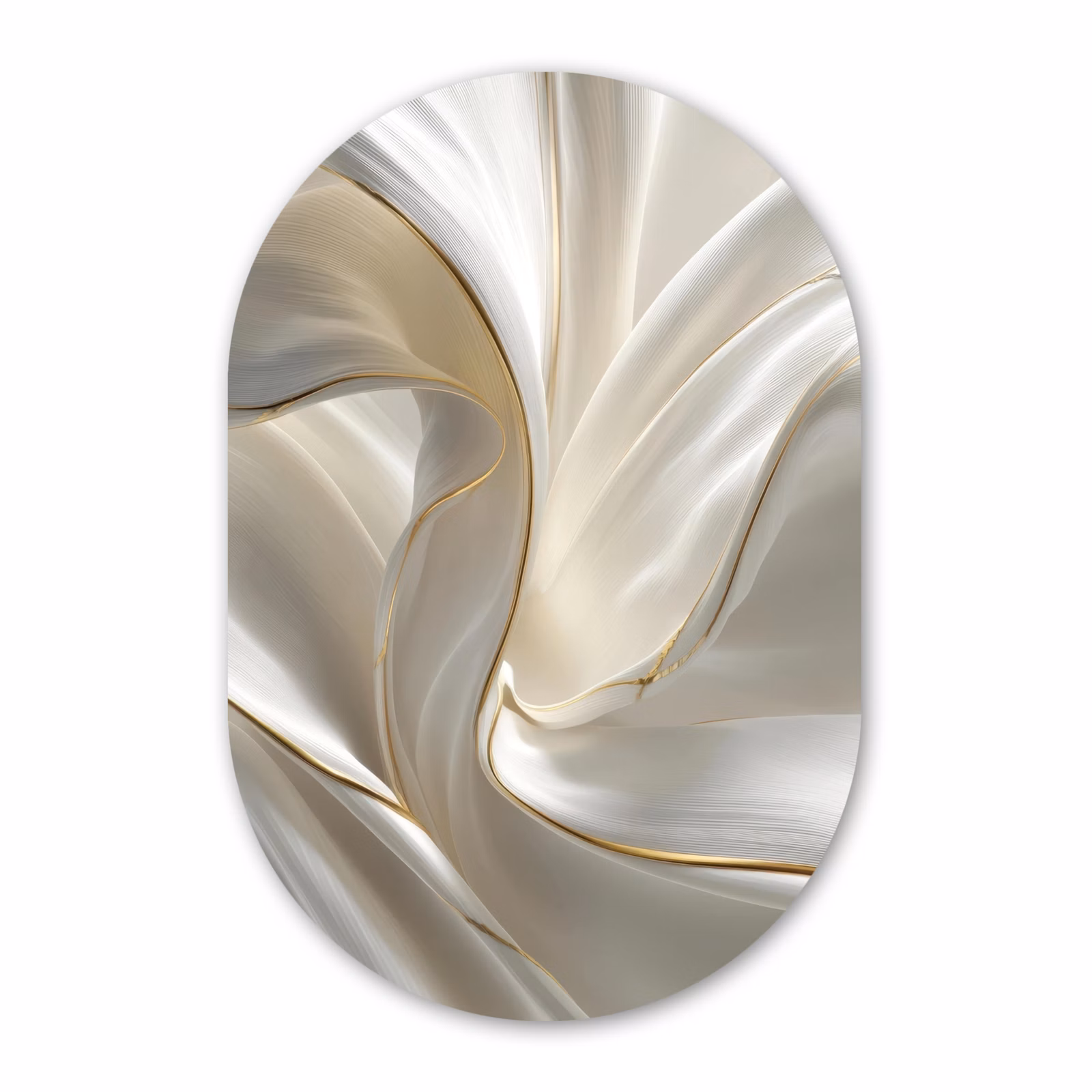 Muurovaal - Glas - Stof - Plooien - Goud — 1