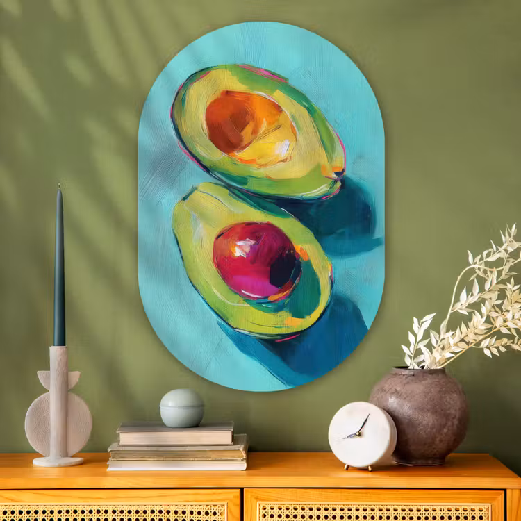 Muurovaal - Glas - Avocado - Groen - Pit - Schaduw — 2