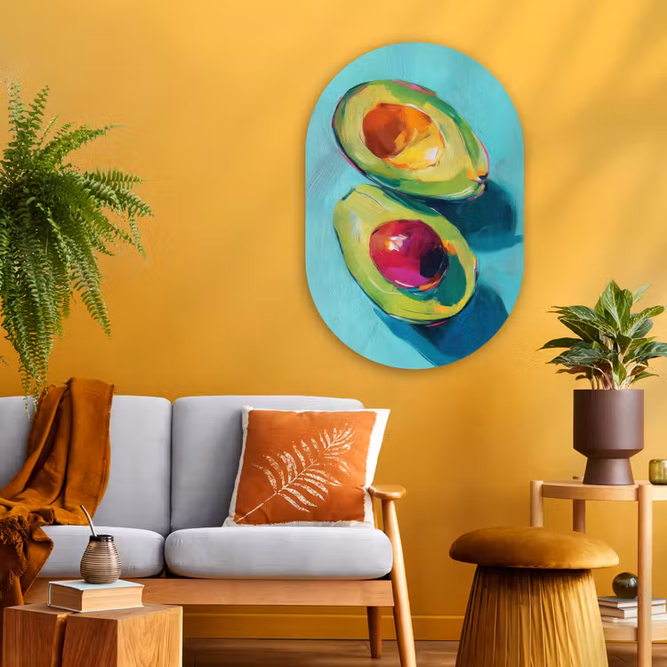 Muurovaal - Glas - Avocado - Groen - Pit - Schaduw — 3