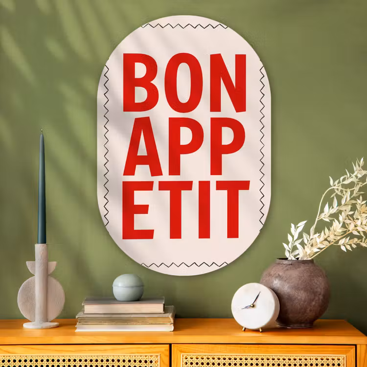 Muurovaal - Glas - Blokletters - Rood - Kartelrand — 2