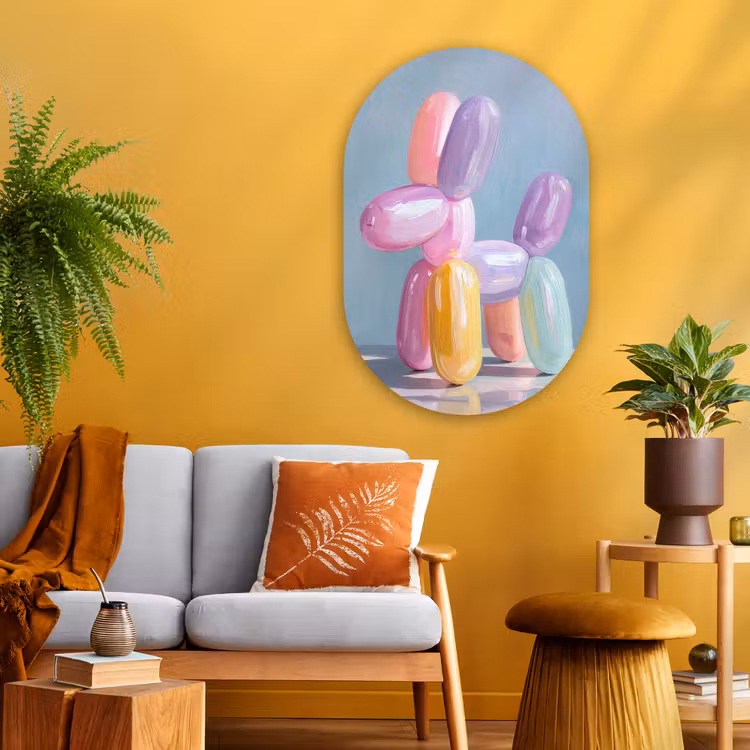Muurovaal - Glas - Dier - Ballon - Pasteltinten - Glanzend — 3