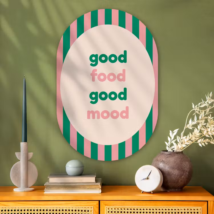 Muurovaal - Glas - Gestreept - Quote - Ovaal - Roze — 2