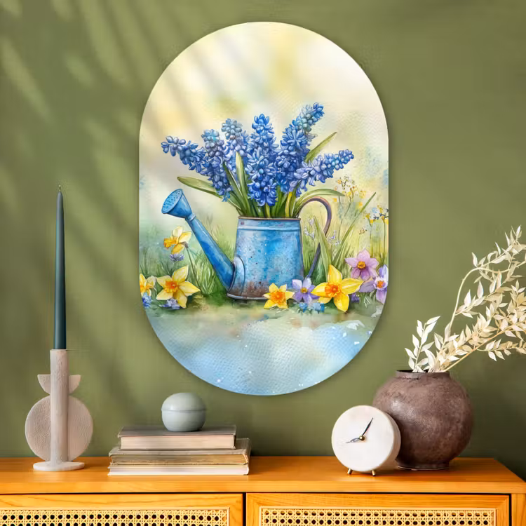 Muurovaal - Glas - Gieter - Lavendel - Bloesems — 2