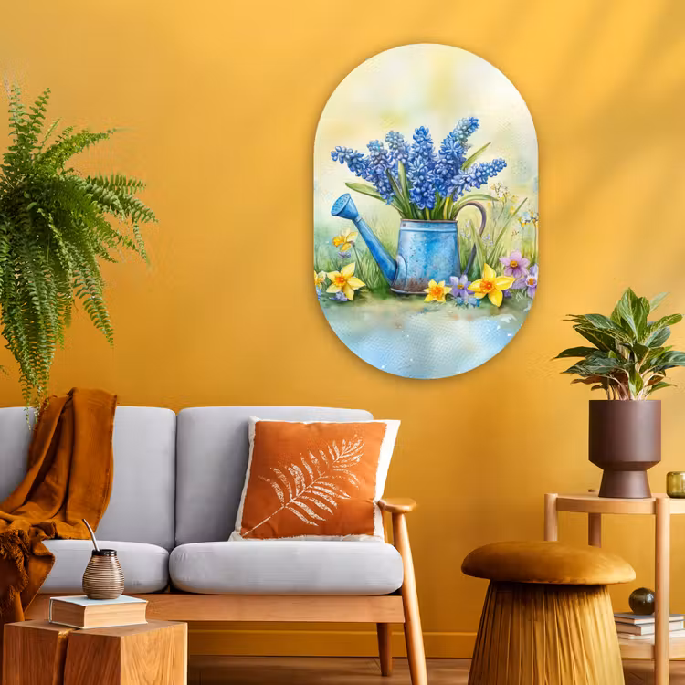 Muurovaal - Glas - Gieter - Lavendel - Bloesems — 3