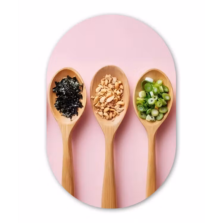 Muurovaal - Glas - Ingrediënten - Lepels - Hout - Roze — 1