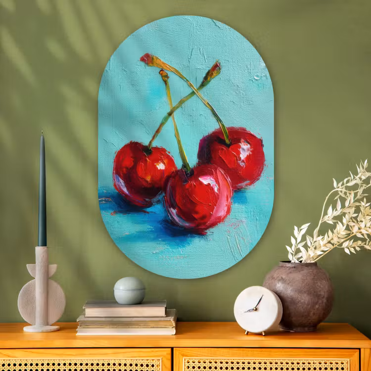 Muurovaal - Glas - Kersen - Rood - Drie - Geverfd — 2