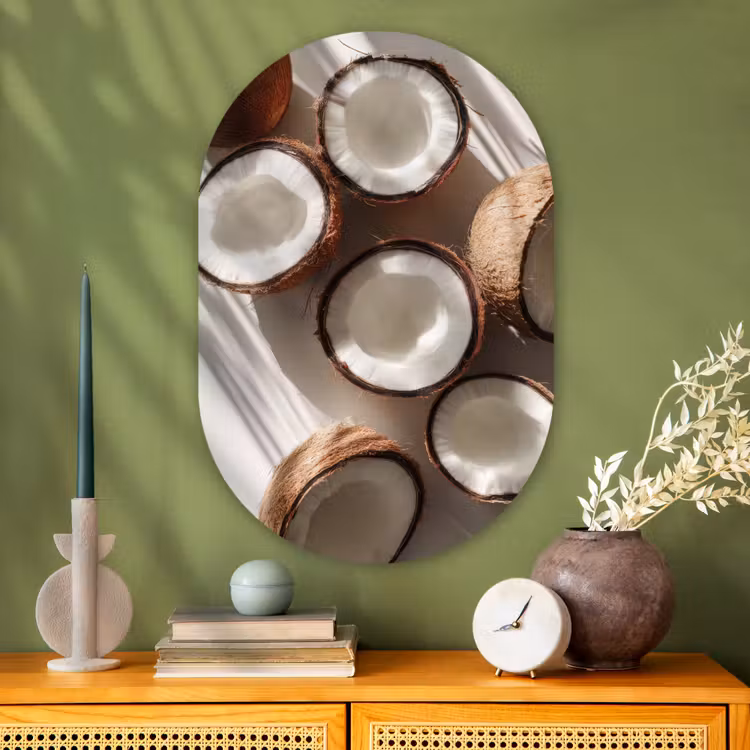 Muurovaal - Glas - Kokosnoten - Bruin - Shaduw — 2