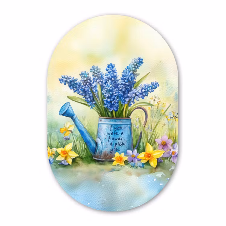 Muurovaal - Glas - Lavendelbloemen - Quote - Gieter — 1