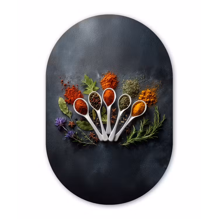 Muurovaal - Glas - Lepels - Wit - Poeder - Kruiden — 1