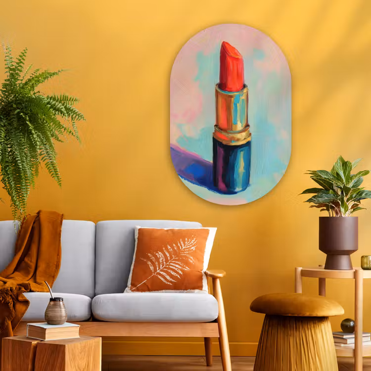 Muurovaal - Glas - Lippenstift - Rood - Penseelstreken — 3