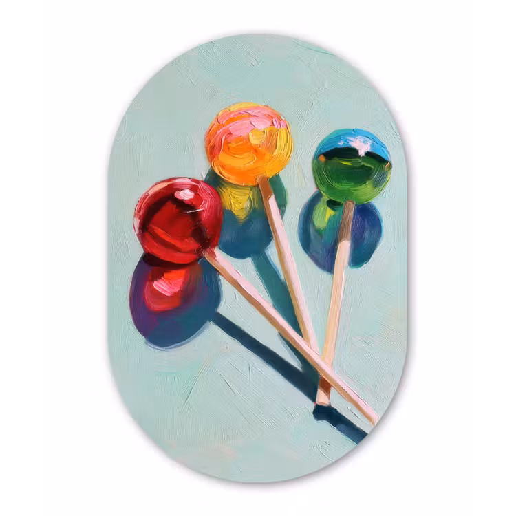 Muurovaal - Glas - Lollys - Schaduw - Drie - Blauw — 1