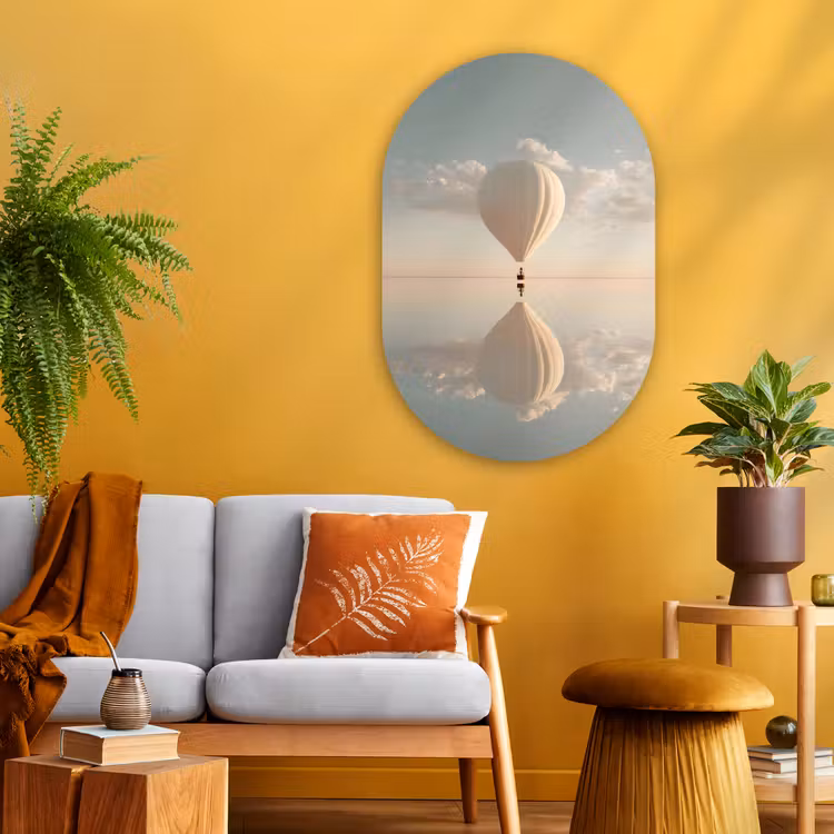 Muurovaal - Glas - Luchtballon - Wolken - Water - Blauw — 3