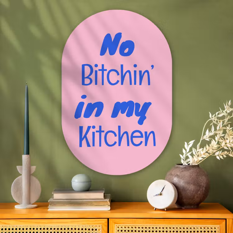 Muurovaal - Glas - Quote - Blauw - Lettertype - Keuken — 2