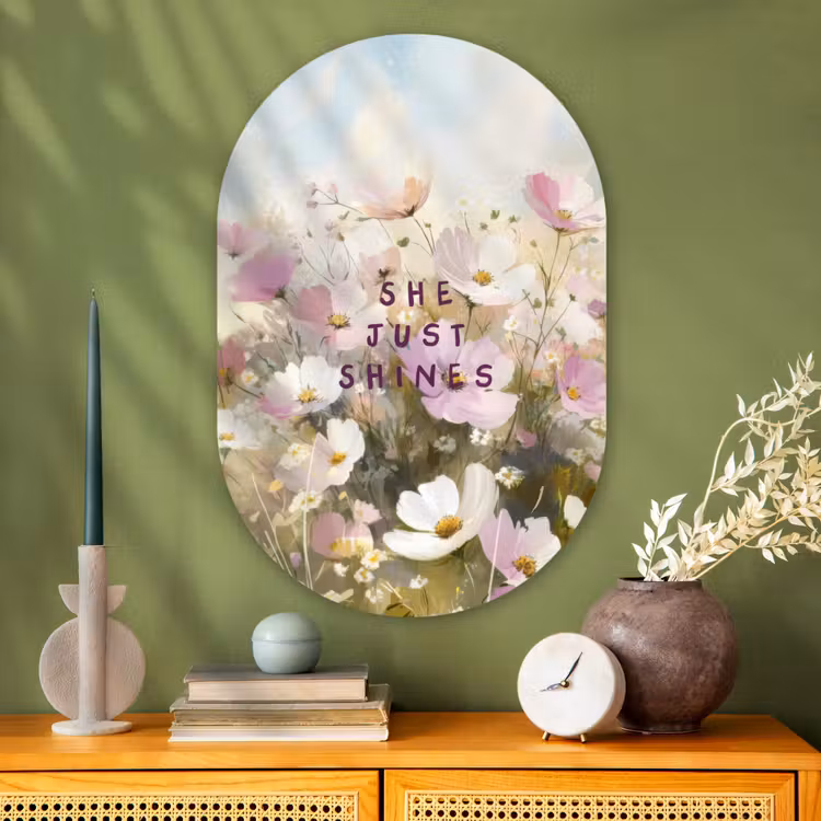 Muurovaal - Glas - Quote - Bloemen - Schilderachtig — 2