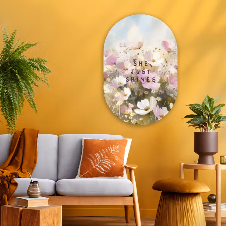 Muurovaal - Glas - Quote - Bloemen - Schilderachtig — 3