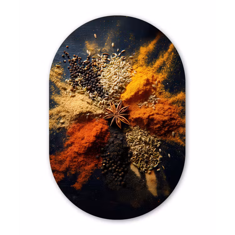 Muurovaal - Glas - Specerijen - Explosie - Oranje — 1