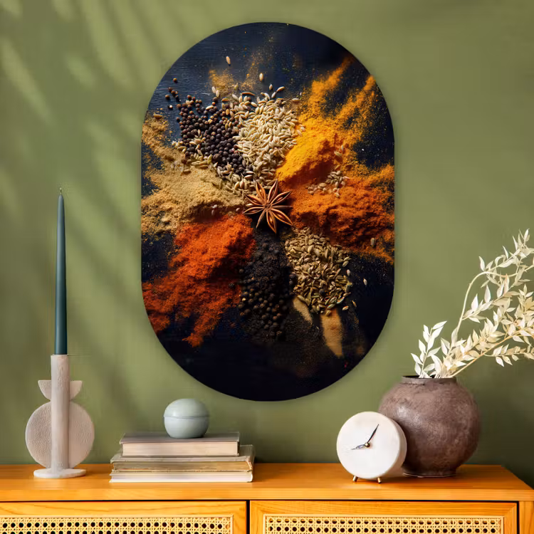 Muurovaal - Glas - Specerijen - Explosie - Oranje — 2