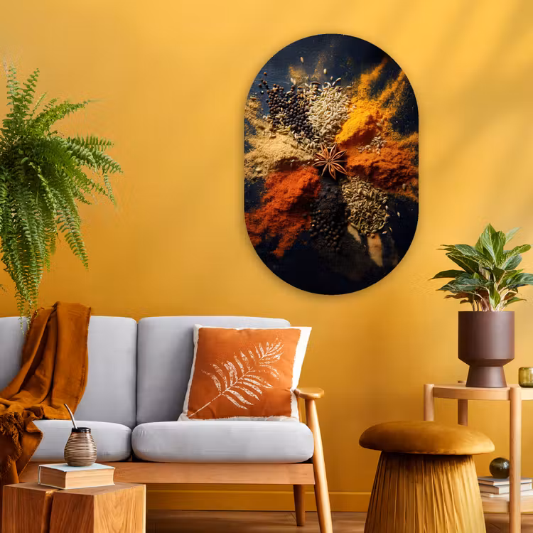 Muurovaal - Glas - Specerijen - Explosie - Oranje — 3