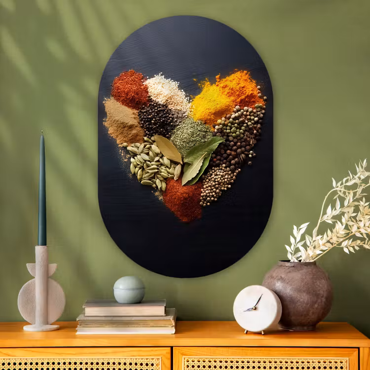 Muurovaal - Glas - Specerijen - Mix - Hartvorm - Zwart — 2