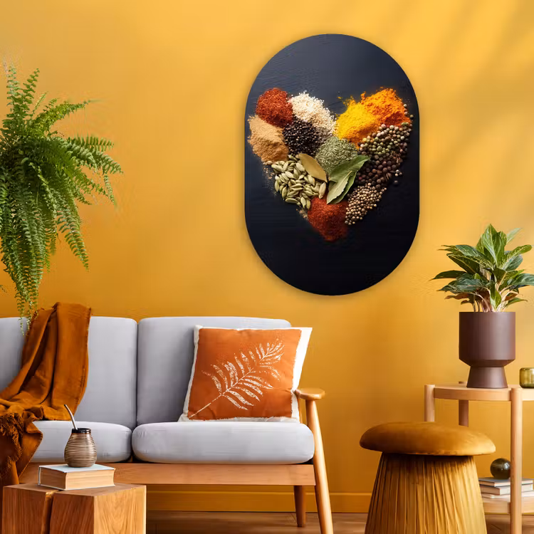 Muurovaal - Glas - Specerijen - Mix - Hartvorm - Zwart — 3
