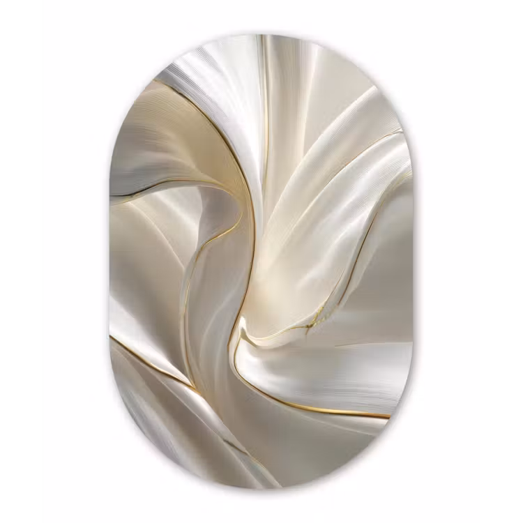 Muurovaal - Glas - Stof - Plooien - Goud — 1